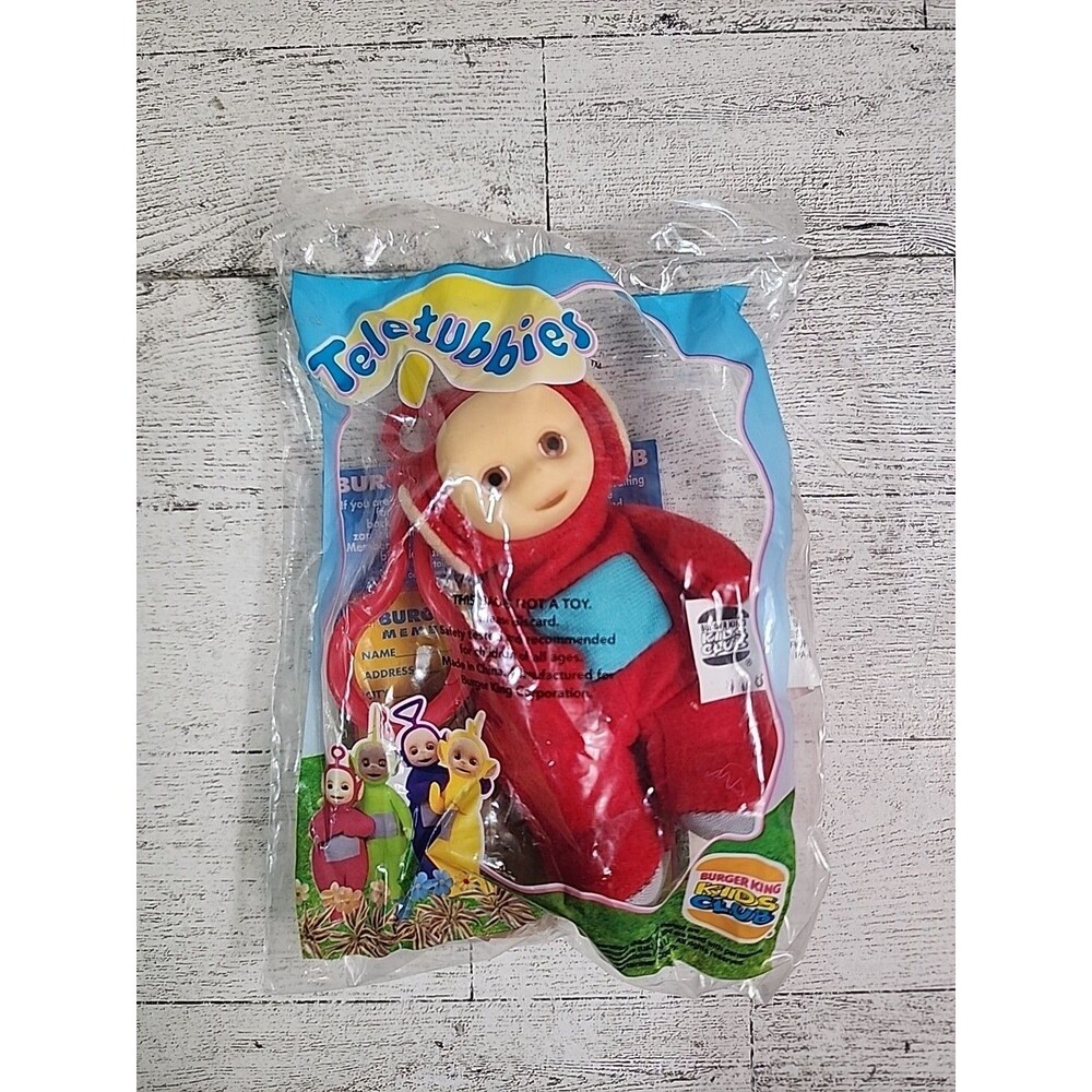 NEW Burger King Kids Meal Toy Red PO Teletubbies Clip On Finger Puppet 1999 y2k